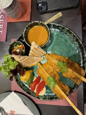 Tofu skin satay   at Vegan Pranakhon in Bangkok