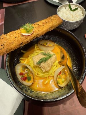 Khao soi  at Vegan Pranakhon in Bangkok