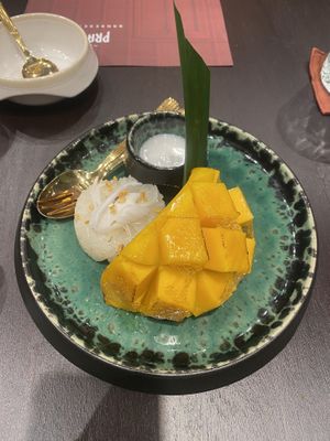 Mango sticky rice  at Vegan Pranakhon in Bangkok