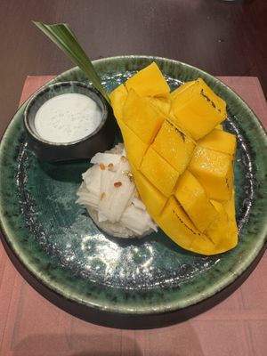 Mango sticky rice   at Vegan Pranakhon in Bangkok