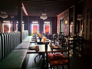 Upstairs, but lights were off as only downstairs was open at Vegan Pranakhon in Bangkok