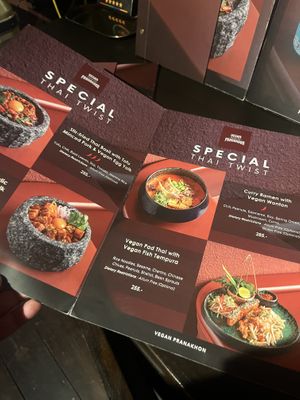 Menu  at Vegan Pranakhon in Bangkok