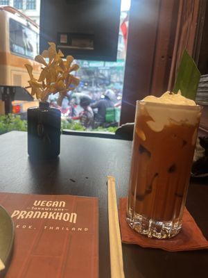 ThaiTea with coconut  at Vegan Pranakhon in Bangkok