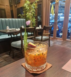 Khaosan Night:
Passion Fruit, Lime, Coconut, Rose Water at Vegan Pranakhon in Bangkok