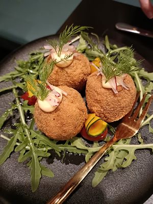 Crab balls at Vegan Pranakhon in Bangkok