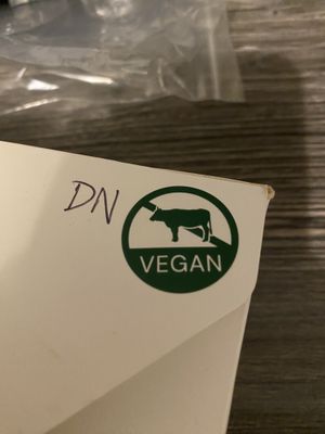 Vegan labelling (however they only put it on 1 of our boxes)  at Torthai  in West London