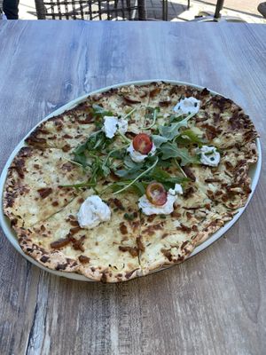 Flammkuchen nach Elsässer Art (13,50€)  at Green Gold Café in Langballig