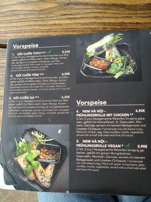 Menu at My Mem in Hannover