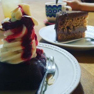 Icecream on Brownie and chocolate cake at Cook and Book 쿡앤북 in Seoul
