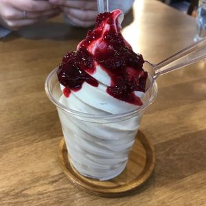 Raspberry Ice Cream at Cook and Book 쿡앤북 in Seoul