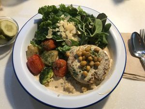 Demi glace sauce Veggie burger with brown rice  at Cook and Book 쿡앤북 in Seoul