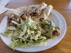 Vegan chickin quesadilla with sides  at BZ Taco in Redlands