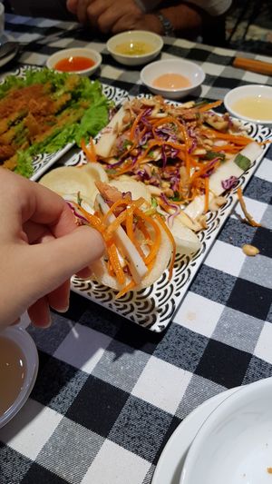 Salad and vegan crab chips at Rou Vegetarian in Ho Chi Minh City