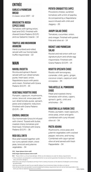 Vegetarian menu with Vegan Options #Veganuary at Shanikas - Berwick in Berwick