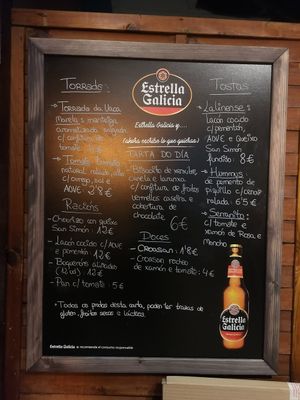 Menu. Not many vegan options, sadly at Casa Ramos in Santiago De Compostela