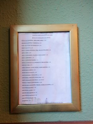 Drink prices at Casa Ramos in Santiago De Compostela