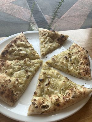 Garlic foccaccia with *cheez*  at San Lorenzo  in Toorak
