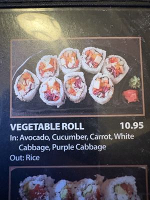 Vegan roll option  at Idy Sushi Rolls in Idyllwild
