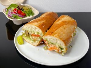 Rustic Mediterranean grinder w/Italian side salad (plated at home) at Modena Pizza & Pasta in Seattle