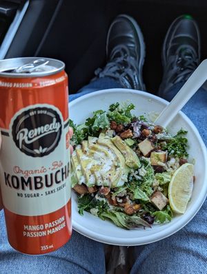 Ceaser salad bow!  The drink is not from there. at Naked Sprout Juice Bar Cafe in Whistler