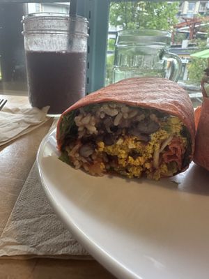 Tofu breakfast burrito   at Naked Sprout Juice Bar Cafe in Whistler