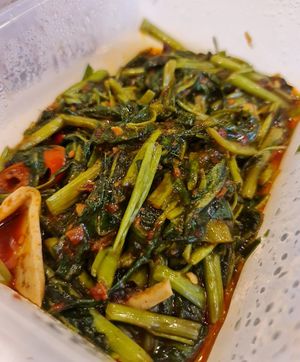 Sambal Kangkong ~  5/3/22 at Zhenyi Veggie Place 真一素食坊 in Northeast Singapore