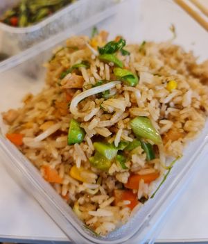 Sambal Petai Fried Rice ~  5/3/22 at Zhenyi Veggie Place 真一素食坊 in Northeast Singapore