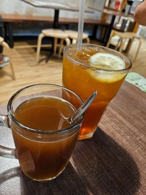 Ginger tea & Ice Lemon Tea ~ 23/10/23 at Zhenyi Veggie Place 真一素食坊 in Northeast Singapore