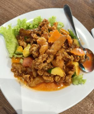 Sweet and Sour Abalone Mushroom ~ 15/8/24 at Zhenyi Veggie Place 真一素食坊 in Northeast Singapore