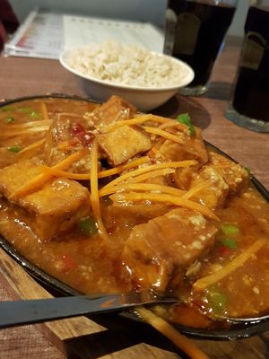 Hotplate toufu at Zhenyi Veggie Place 真一素食坊 in Northeast Singapore