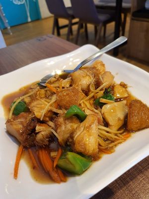 Sesame oil monkey head mushroom at Zhenyi Veggie Place 真一素食坊 in Northeast Singapore