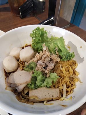 Fishball noodles at Zhenyi Veggie Place 真一素食坊 in Northeast Singapore