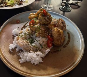 Tempura vegetables with rice   at Bistro 18 in Vilnius