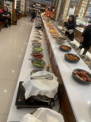 Cold dishes section of the buffet   at Shanbenzhai Vegetarian Cafeteria in Qujing