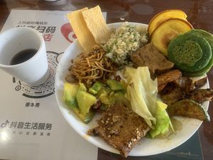 Plateful round 2  at Shanbenzhai Vegetarian Cafeteria in Qujing