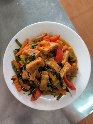 Tofu with basil at Ha Pham Vietnamese Restaurant in Pakse