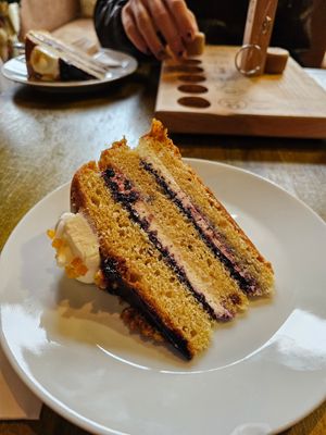 Lemon and Blueberry cake - different ones available on different days at Just One More Bike in Horncastle