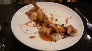 Poached pear with caramel at 42 Degrés in Paris