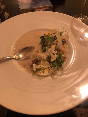 Cauliflower soup with ‘savoury granola’ at 42 Degrés in Paris