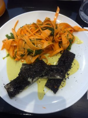 Main course. If you enjoy smoky taste of seaweed, you will probably really enjoy this meal. at 42 Degrés in Paris