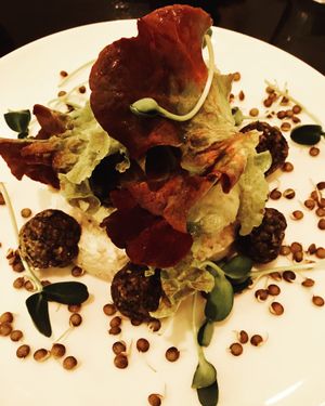 Lentil falafel and celery purée  at 42 Degrés in Paris