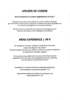 Tasting menu at 42 Degrés in Paris