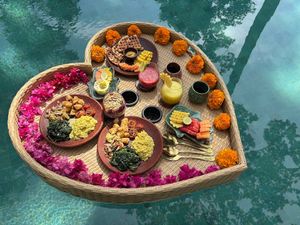 One of Bali's only vegan floating breakfast experiences as far as we know :D at The Jungle Nook - Harmony Hill in Tampaksiring