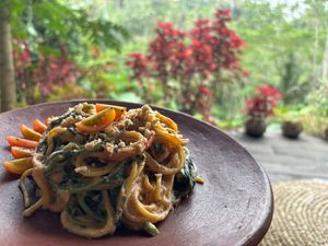 Our signature "Marry Me" pasta with creamy cashew based sauce at The Jungle Nook - Harmony Hill in Tampaksiring