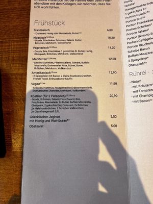 Speisekarte  at Café Kostbar Am Fiedelerplatz in Hannover