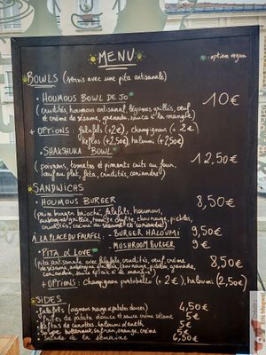 Menu at Houmous Jo in Montreuil