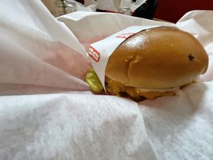 Double The O Style burger (such a bad pic for such an amazing burger) #Veganuary at Shahar in Louisville