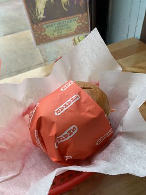 “Chicken” bbq burgerr and  at Shahar in Louisville