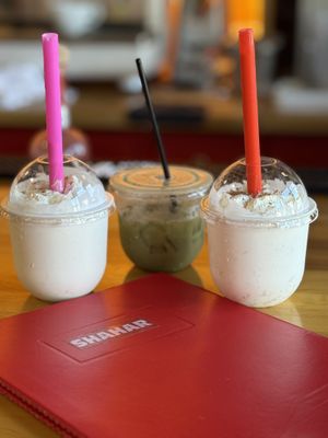 Peaches’N Cream Milkshake & Macha  at Shahar in Louisville