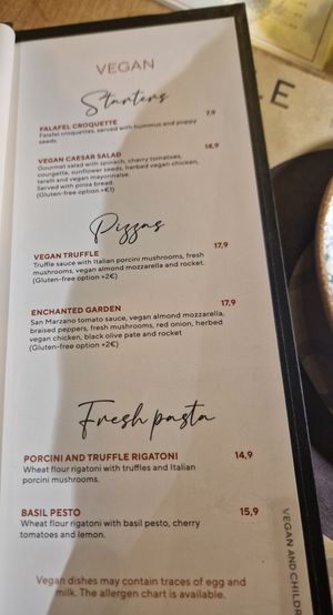 Vegan menu - whole at Totale Pizzeria Alvalade in Lisbon